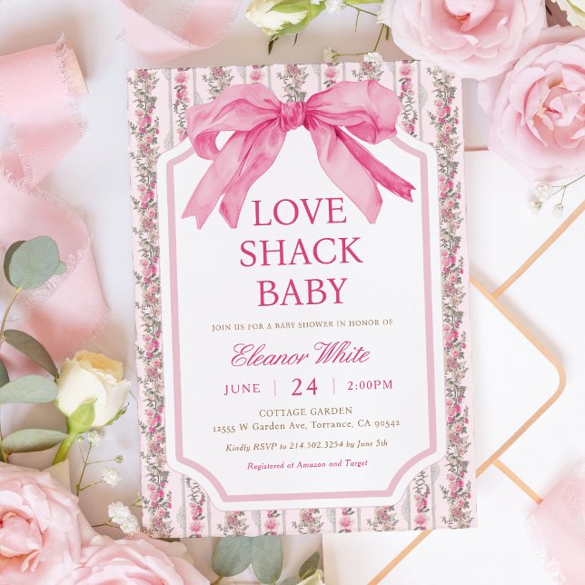 Invitación Shabby Chic Pink Love Shack baby Shower (Subido por el creador)