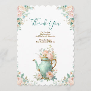 Invitación Shabby Chic Romántico Vintage Rosa Floral Gracias