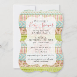 Invitación Shabby Chic Rosas Rustic Wood Floral Baby Shower