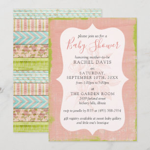 Invitación Shabby Chic Rosas Rustic Wood Floral Baby Shower