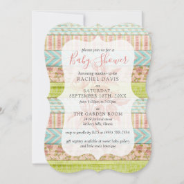 Invitación Shabby Chic Rosas Rustic Wood Floral Baby Shower