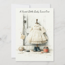Invitación Shabby Chic Ruffle Vestido y Perfume Primer Cumple