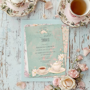 Invitación Shabby chic Tea Fiesta Bridal Shower