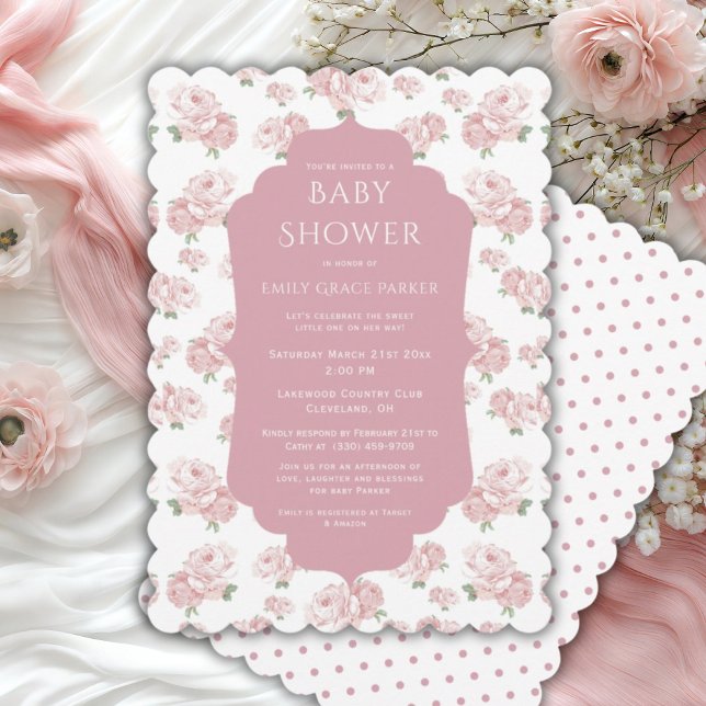 Invitación Shabby Chic Vintage Beber Shower (Subido por el creador)