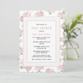 Invitación Shabby de Floral Rosa por Chic Vintage Baby Shower