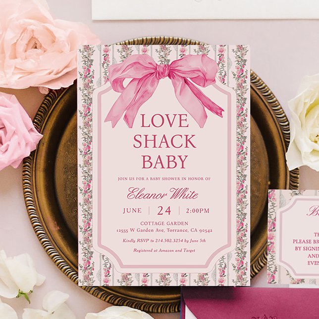 Invitación Shabby rosa Chic Love Shack baby Shower (Subido por el creador)