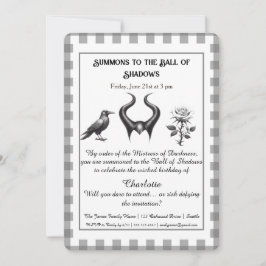 Invitación Shadow Ball Dark Fantasy Birthday Design Script
