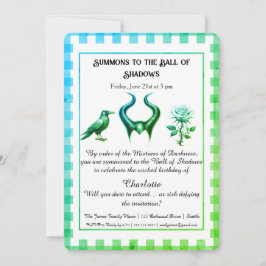 Invitación Shadow Ball Dark Fantasy Birthday Design Script