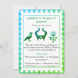 Invitación Shadow Ball Dark Fantasy Birthday Design Script