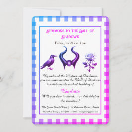 Invitación Shadow Ball Dark Fantasy Birthday Design Script