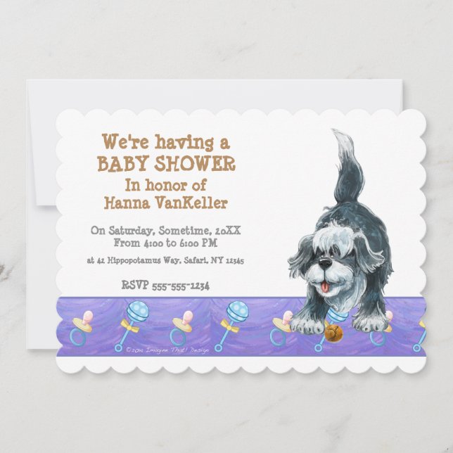 Invitación Shaggy Sheep Dog Baby Shower (Anverso)