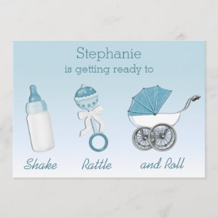 Invitación Shake Rattle and Roll Boy Baby Shower
