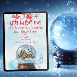 Invitación Shake Things Up Holiday Fun, Snow Globe Fox 