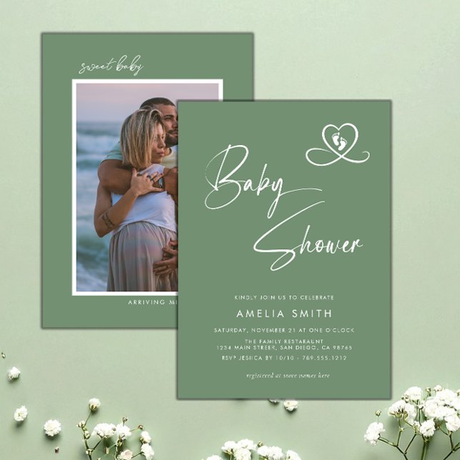 Invitación Shale Green Photo Baby Shower Invitation (Subido por el creador)