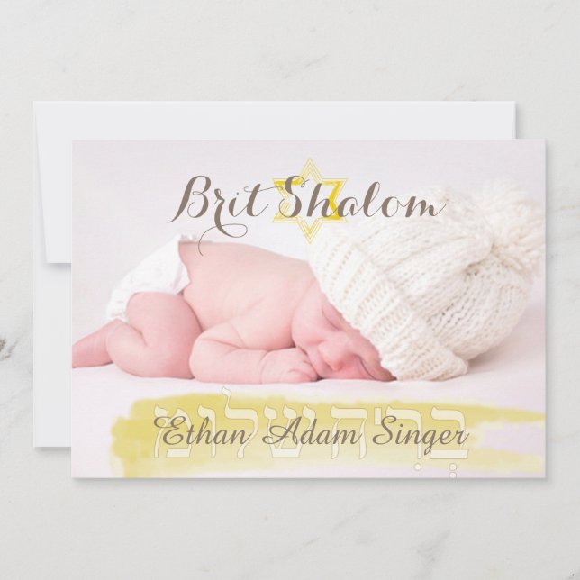 Invitación Shalom de brit de PixDezines/fotograma/acuarela (Anverso)
