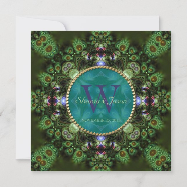 Invitación Shaman Spirit Nature Green Monogram Engagement (Anverso)