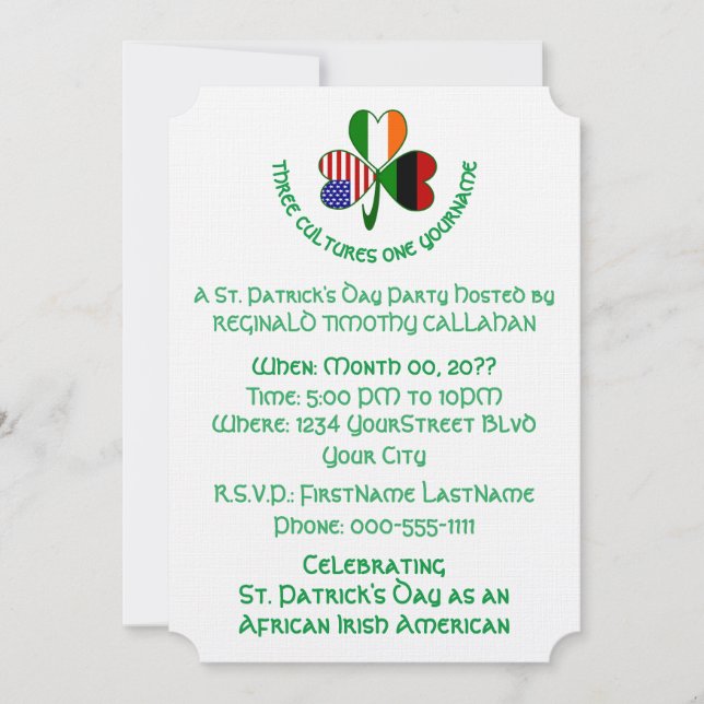 Invitación Shamrock African Ireland USA Flags (Anverso)