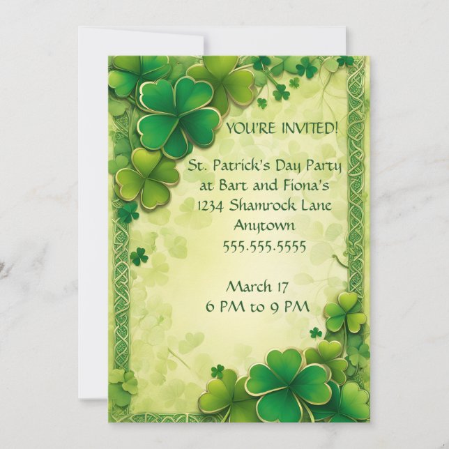 Invitación Shamrock and Celtic Knot Frame St. Patrick's Day (Anverso)