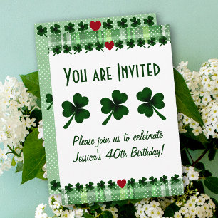 Invitación Shamrock and Four Leaf Clover