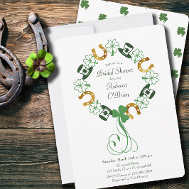 Invitación Shamrock and Gold Horseshoe Wreath Bridal Shower