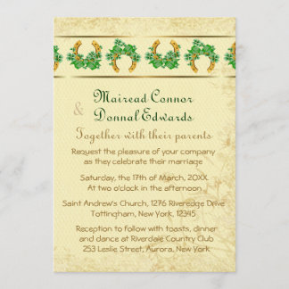 Invitación Shamrock and Gold Irish Boda