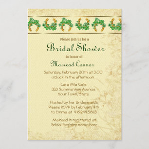 Invitación Shamrock and Gold Irish Bridal Shower