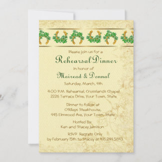 Invitación Shamrock and Gold Irish Rehearner Dinner
