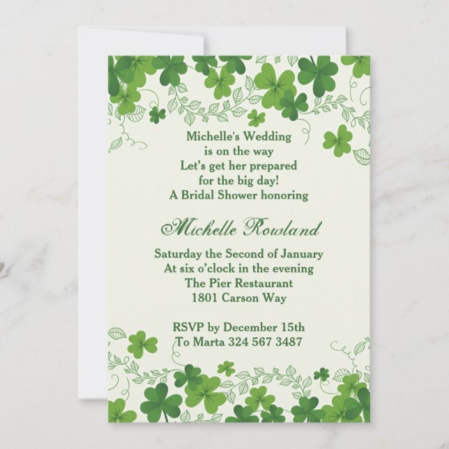 Invitación Shamrock Bridal Shower (Anverso)