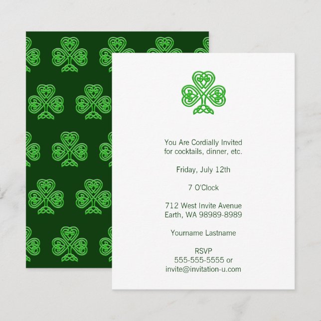 Invitación Shamrock celta (Anverso / Reverso)