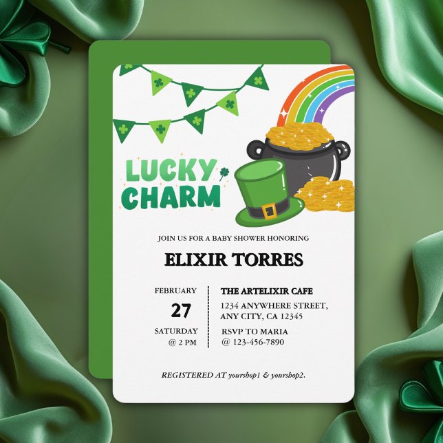 Invitación Shamrock Charm Shamrock St. Patrick's Day Baby Sho (Subido por el creador)