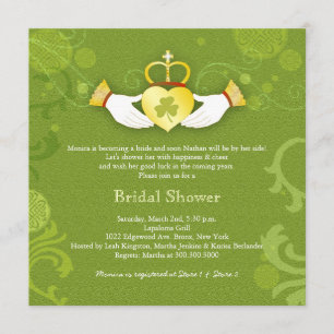 Invitación Shamrock Claddagh Heart Irish Bridal Shower