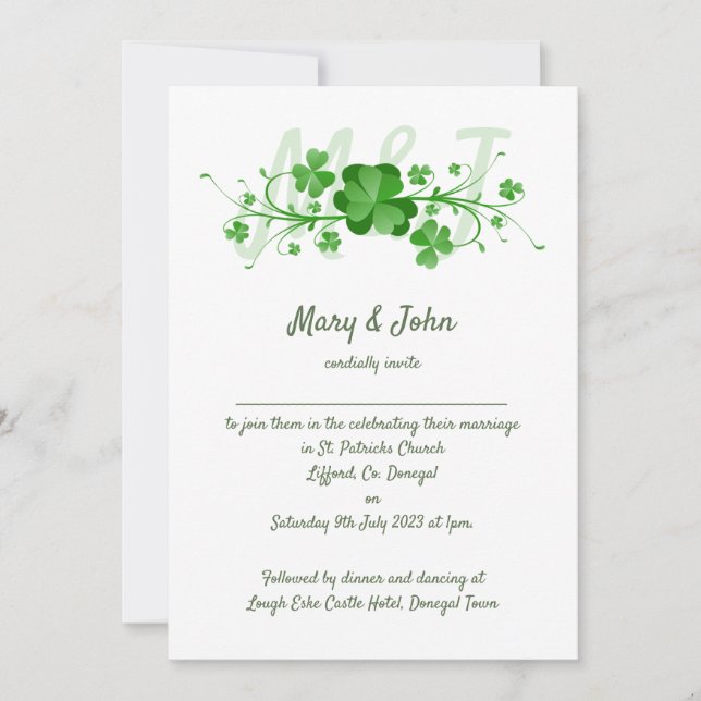 Invitación Shamrock clover irlandés tradicional (Anverso)