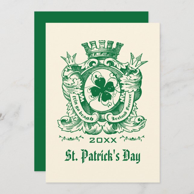 Invitación Shamrock Coat of Arm St. Patrick's Day Fiesta (Anverso / Reverso)