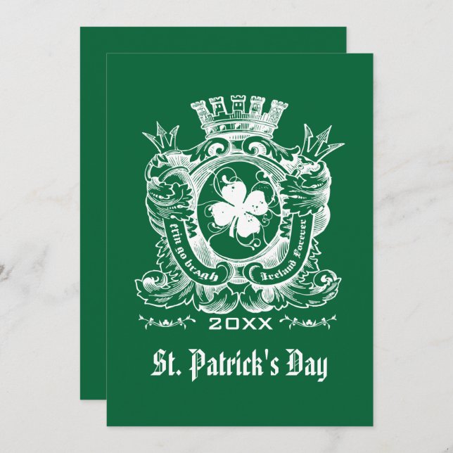 Invitación Shamrock Coat of Arm St. Patrick's Day Fiesta (Anverso / Reverso)