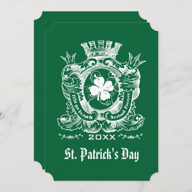 Invitación Shamrock Coat of Arm St. Patrick's Day Fiesta (Anverso / Reverso)