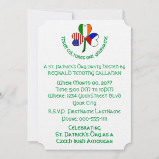 Invitación Shamrock Czechia Ireland USA Personalize Text