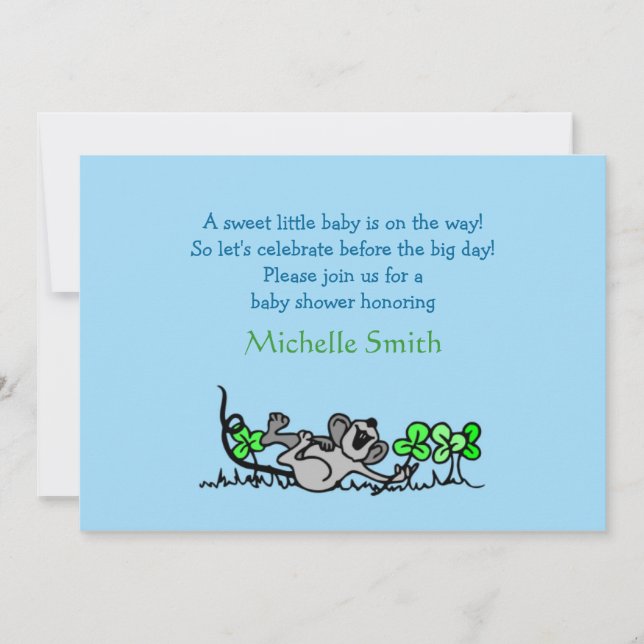 Invitación shamrock; ducha de bebé (Anverso)