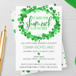 Invitación Shamrock en camino, Baby Shower del Día de San Pat