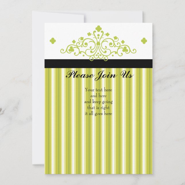 Invitación Shamrock Green Scrollwork FIligree (Anverso)