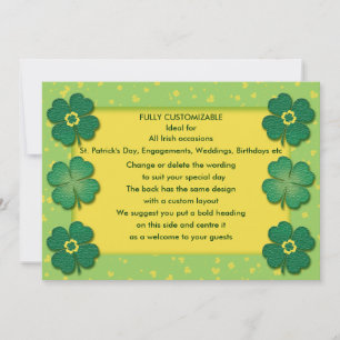 Invitación shamrock irish afortunado personalizado