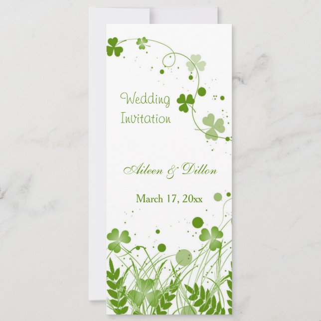 Invitación Shamrock irlandés en picada en un Boda pradera (Anverso)