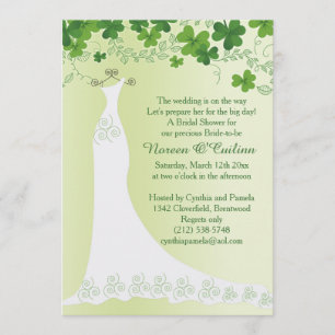 Invitación Shamrock irlandés, traje boda Bridal Shower