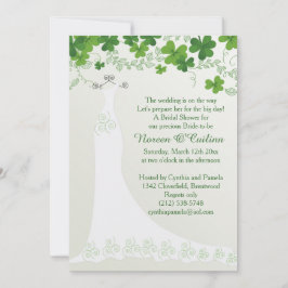 Invitación Shamrock irlandés, vestido boda Bridal Shower Invi