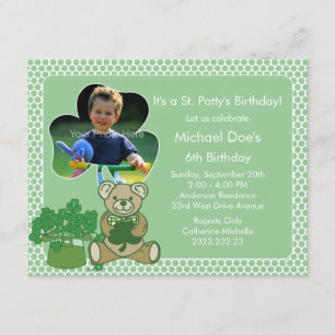 Invitación Shamrock Kid's St. Patrick's Day Bash