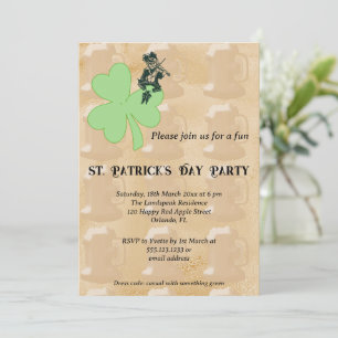 Invitación Shamrock & Leprechaun St Patrick's Day Fiesta