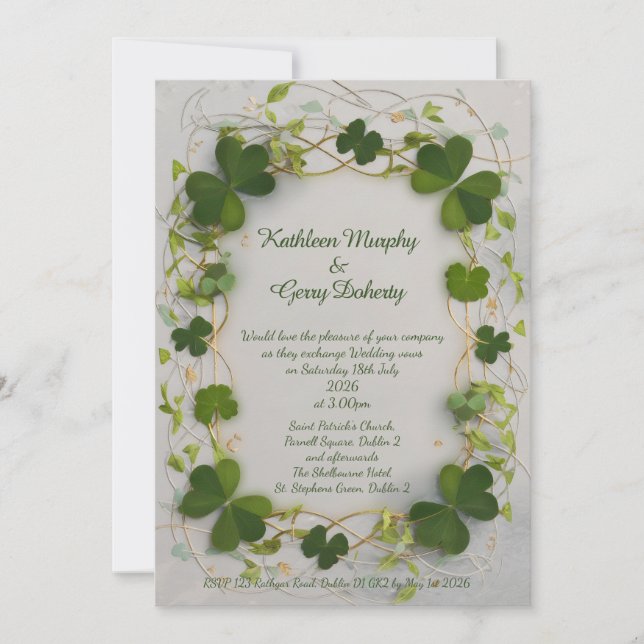 Invitación Shamrock Lucky Clover (Anverso)