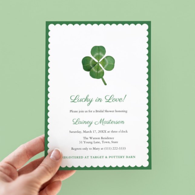 Invitación Shamrock Lucky In Love St Patricks Bridal Shower (Lucky In Love! Bridal Shower theme perfect for St Patrick's Day or for a bride with Irish Heritage)