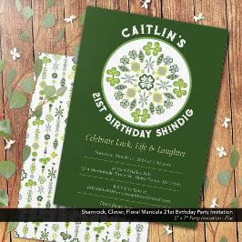 Invitación Shamrock Mandala 21ª Fiesta de cumpleaños
