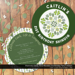Invitación Shamrock Mandala 21ª Fiesta de cumpleaños