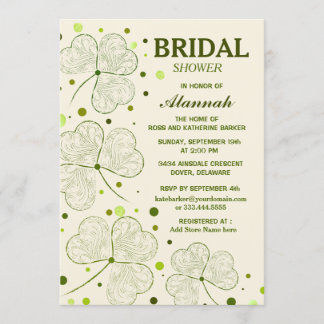 Invitación Shamrock Polka Dots Bridal Shower